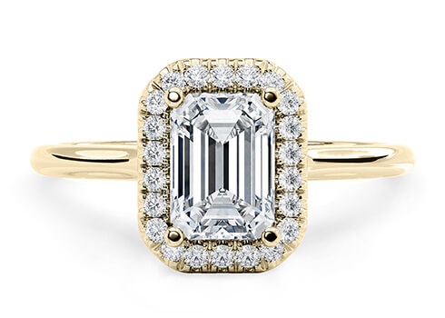 Rossetti Engagement Ring in Žluté zlato (9k) set with a Emerald cut diamant.