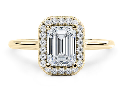 Rossetti in Yellow Gold set with a Emerald cut diamond.