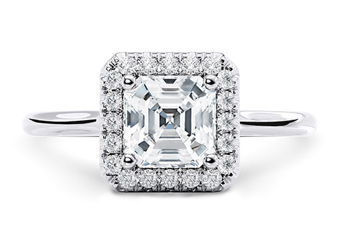 Rossetti in Platinum set with a Asscher cut diamond.