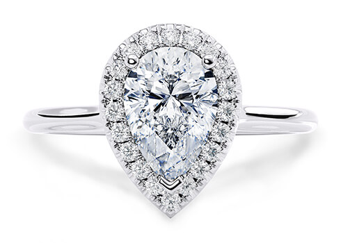Rossetti Engagement Ring in Or blanc (9k) set with a Taille poire cut diamant.