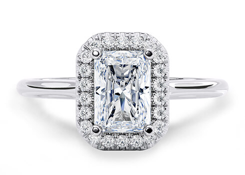 Rossetti in Platinum set with a Radiant cut diamond.