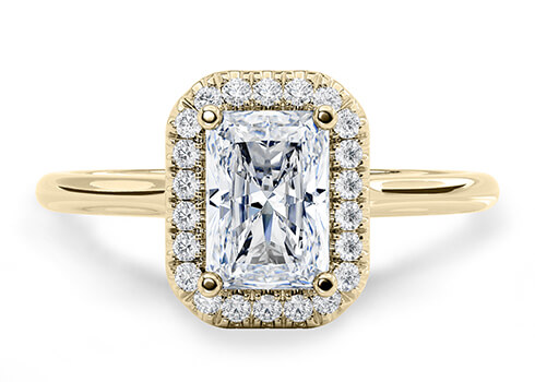 Rossetti in Yellow Gold set with a Radiant cut diamond.