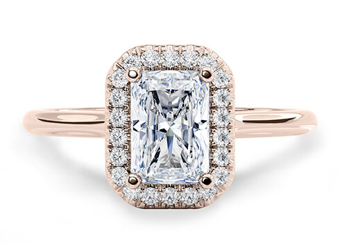 Rossetti in Rose Gold set with a Radiant cut diamond.