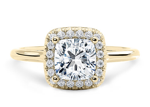 Rossetti in Yellow Gold set with a Cushion cut diamond.