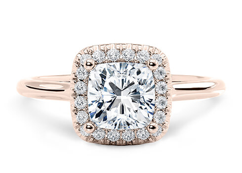Rossetti in Rose Gold set with a Cushion cut diamond.