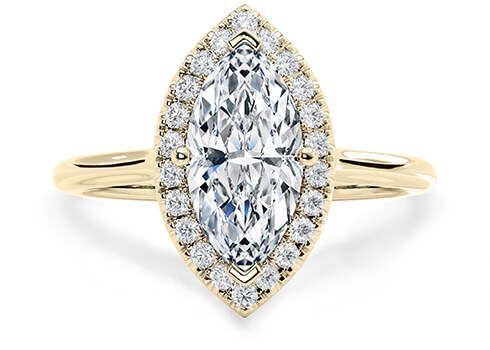 Rossetti Engagement Ring in Aur galben (9k) set with a Marquee cut diamant.