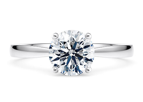 Florence Round Center Stone 4 Prong Diamond Chanel Half Eternity Engagement Ring 18K Yellow Gold