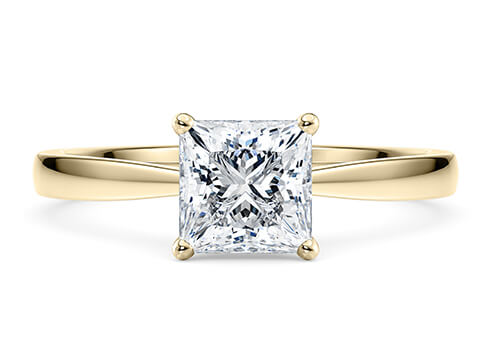 Delicacy in Geelgoud set with a Princess cut diamant.