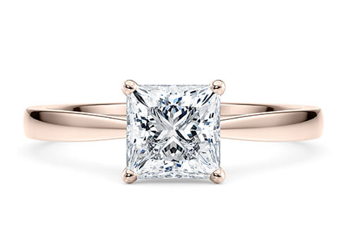 Delicacy in Rose Gold set with a Princess cut diamond.