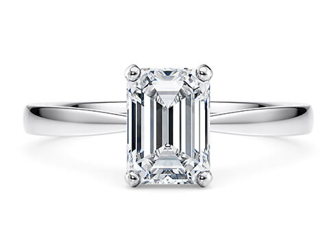 Delicacy in Platinum set with a Emerald cut diamond.