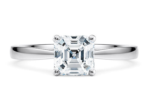 Delicacy in Platinum set with a Asscher cut diamond.