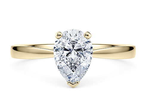 Delicacy in Yellow Gold set with a Pear cut diamond.