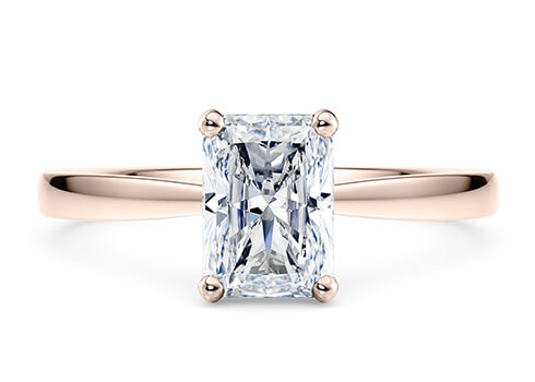 Delicacy in Rose Gold set with a Radiant cut diamond.