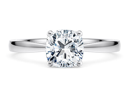 Delicacy in White Gold set with a Cushion cut diamond.