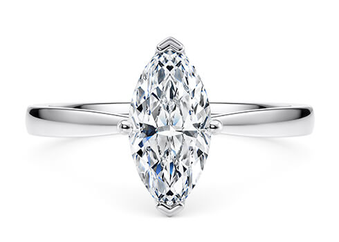 Delicacy in Platinum set with a Marquise cut diamond.