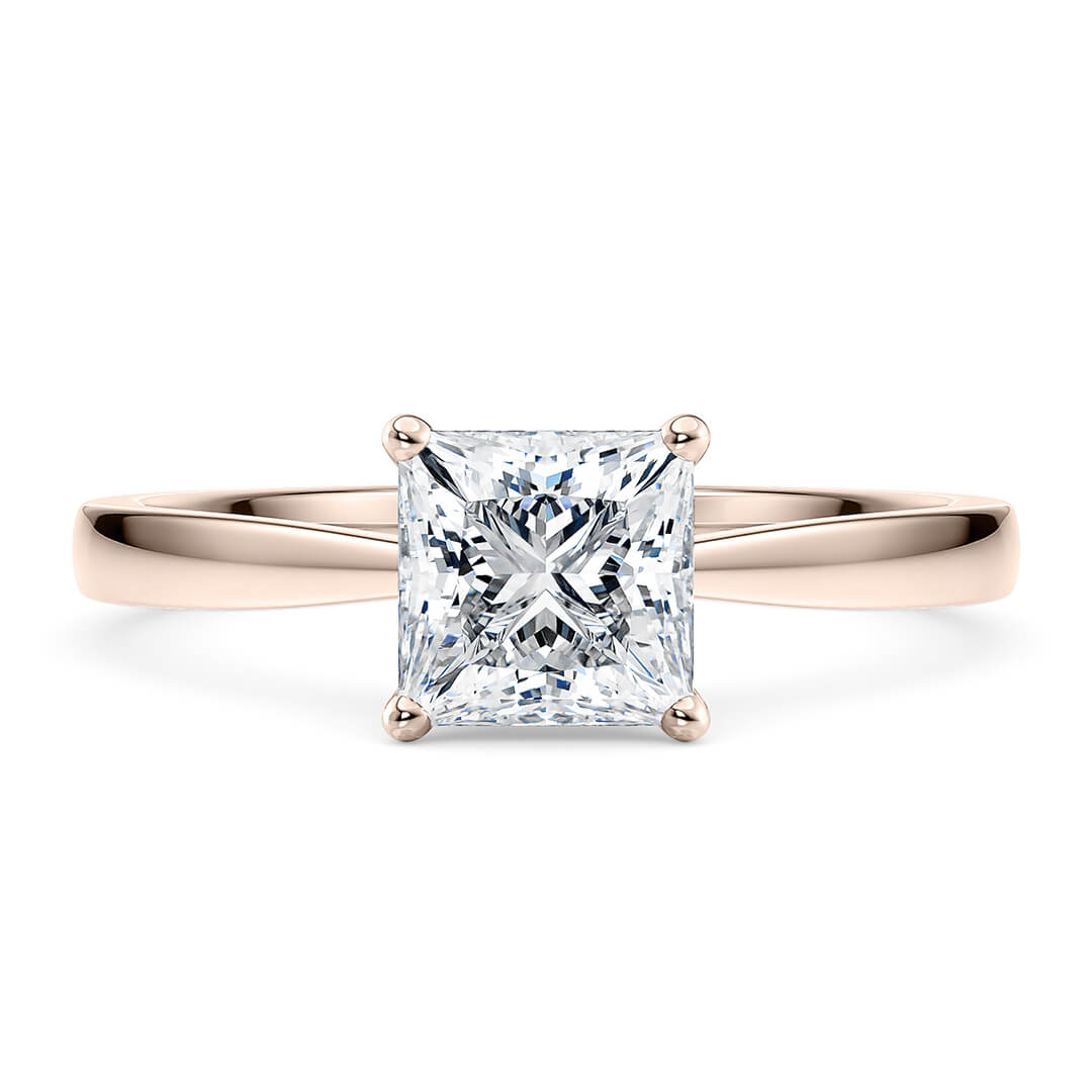 Engagement Ring – Rose Gold (18k) with Princess Cut Diamond (0.96ct)