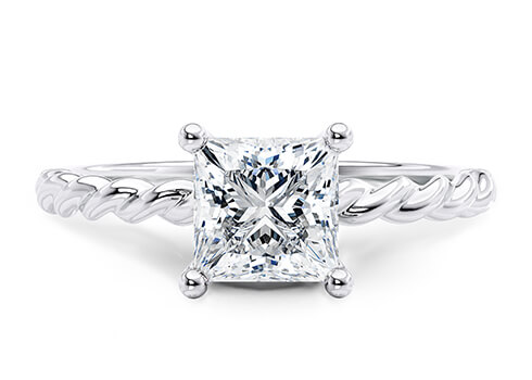 Ascot in White Gold set with a Princess cut diamond.