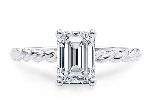 Ascot in Platinum set with a Emerald cut diamond.