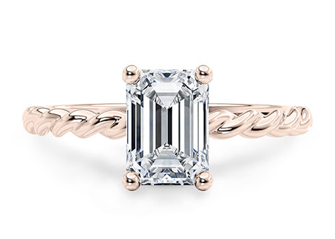 Ascot in Rose Gold set with a Emerald cut diamond.