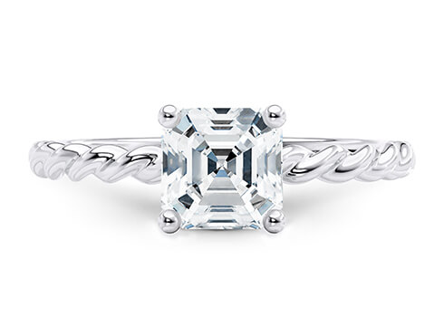 Ascot in Or blanc set with a Asscher cut diamant.