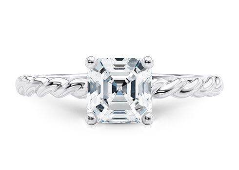 Ascot in Platinum set with a Asscher cut diamond.