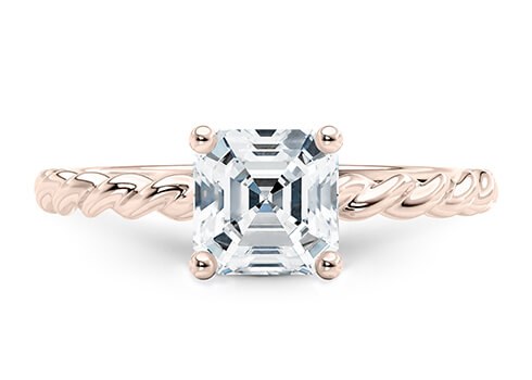 Ascot in Or rose set with a Asscher cut diamant.