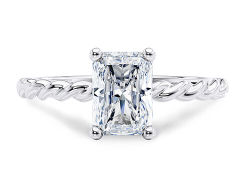Ascot in White Gold set with a Radiant cut diamond.