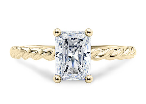 Ascot in Yellow Gold set with a Radiant cut diamond.