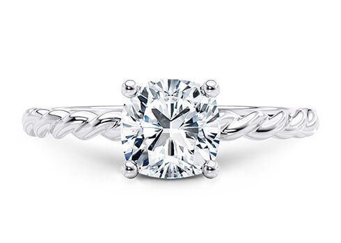Ascot in Platinum set with a Cushion cut diamond.
