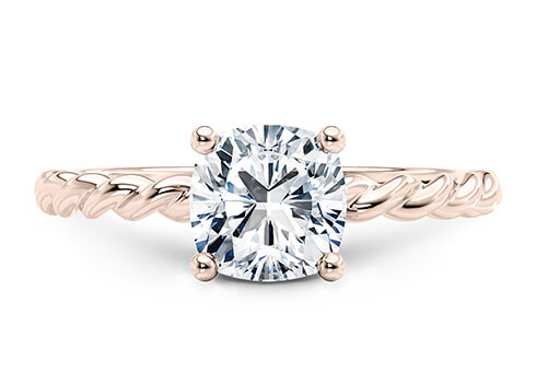 Ascot in Rose Gold set with a Cushion cut diamond.