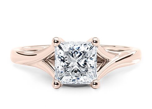 Hanover in Rose Gold set with a Princess cut diamond.