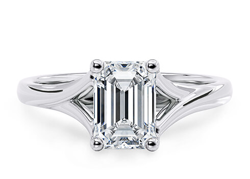 Hanover in Platinum set with a Emerald cut diamond.