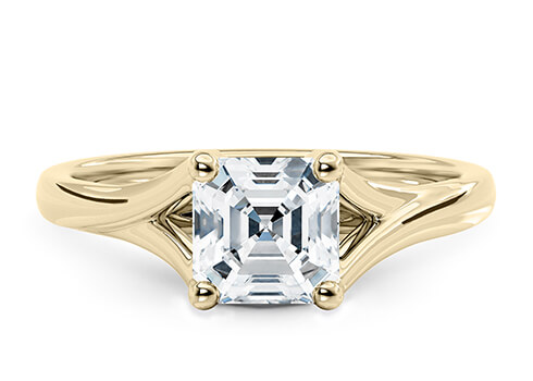 Hanover in Жълто злато (9k) set with a Asscher cut диамант.