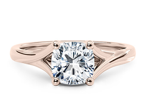 Hanover in Rose Gold set with a Cushion cut diamond.