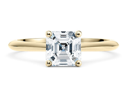 Hope in Yellow Gold set with a Asscher cut diamond.