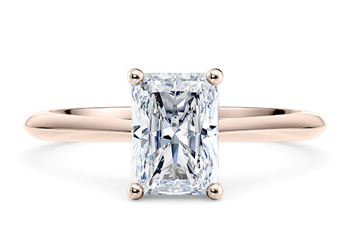 Hope in Rose Gold set with a Radiant cut diamond.