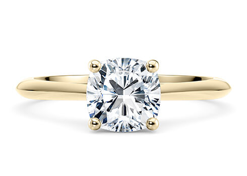 Hope in Yellow Gold set with a Cushion cut diamond.
