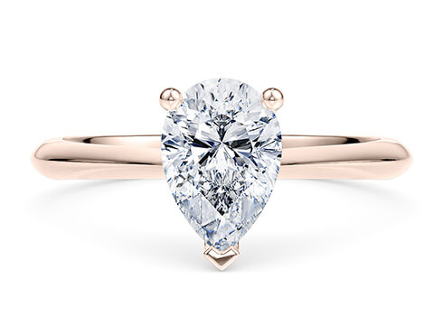 Iris in Rose Gold set with a Pear cut diamond.