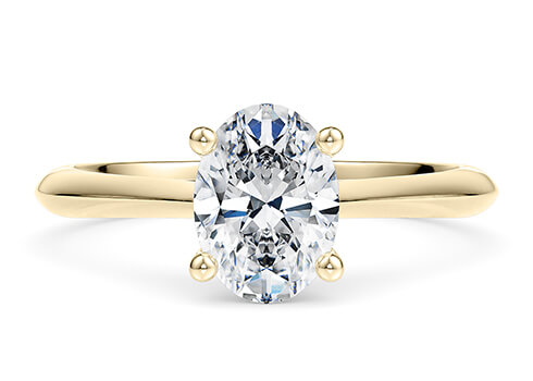 Iris in Yellow Gold (9k) set with a Oval cut diamond.