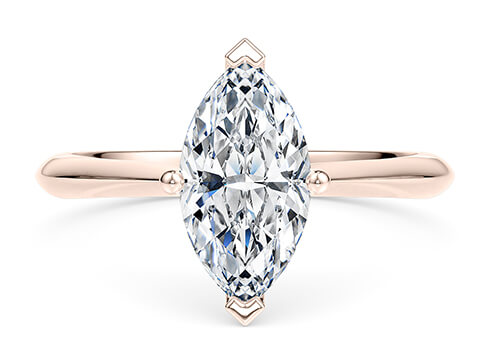 Iris in Rose Gold set with a Marquise cut diamond.