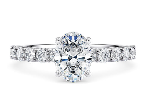 Akinia in Platinum set with a Oval cut diamond.
