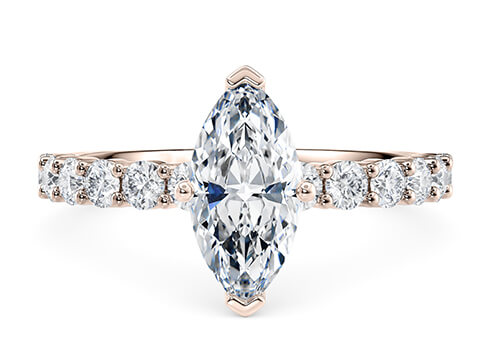 Akinia in Rose Gold set with a Marquise cut diamond.