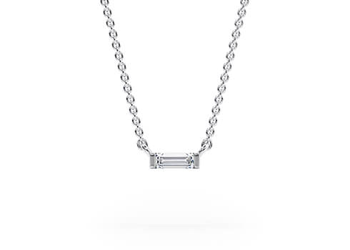 Baguette Necklace in White Gold.