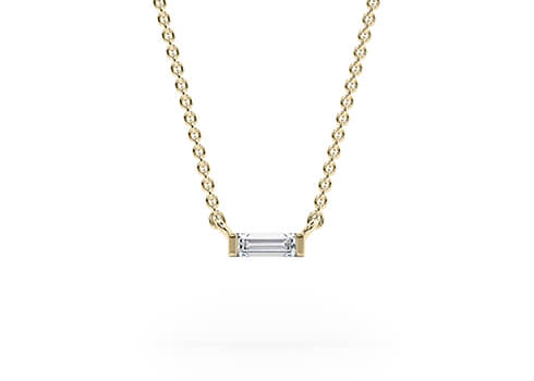 Baguette Necklace in Yellow Gold.