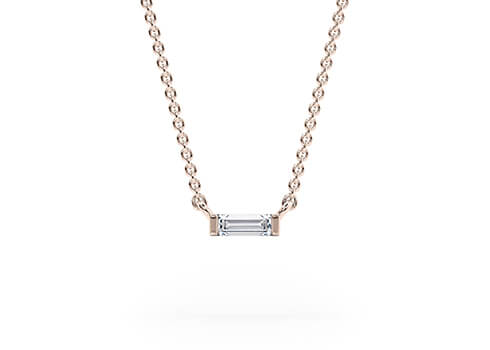 Baguette Necklace in Rose Gold.