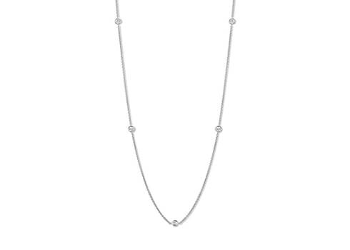 Tea Necklace - 5 Stones in White Gold.