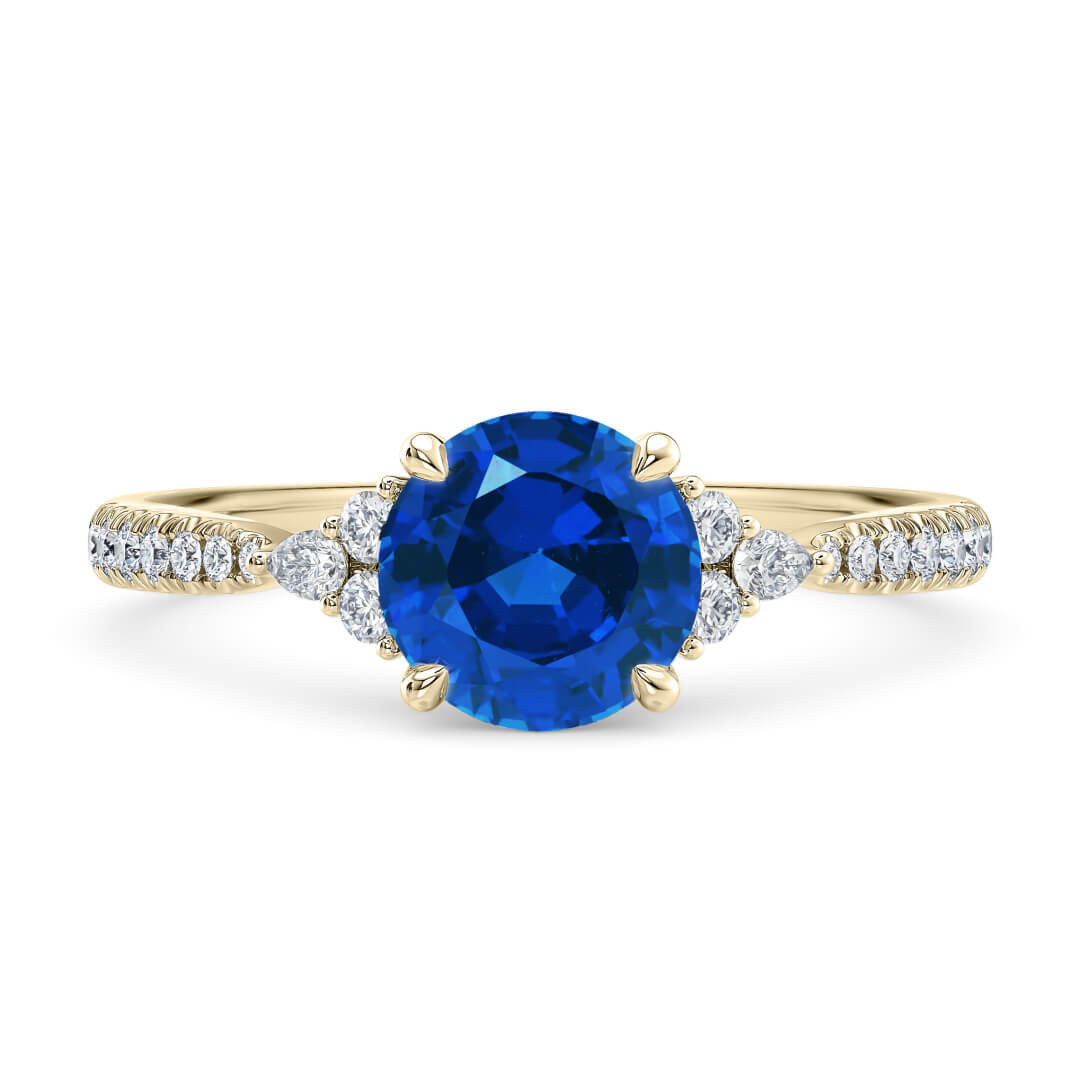 Engagement Ring in Yellow Gold (18k) with Round 1.14ct Sapphire