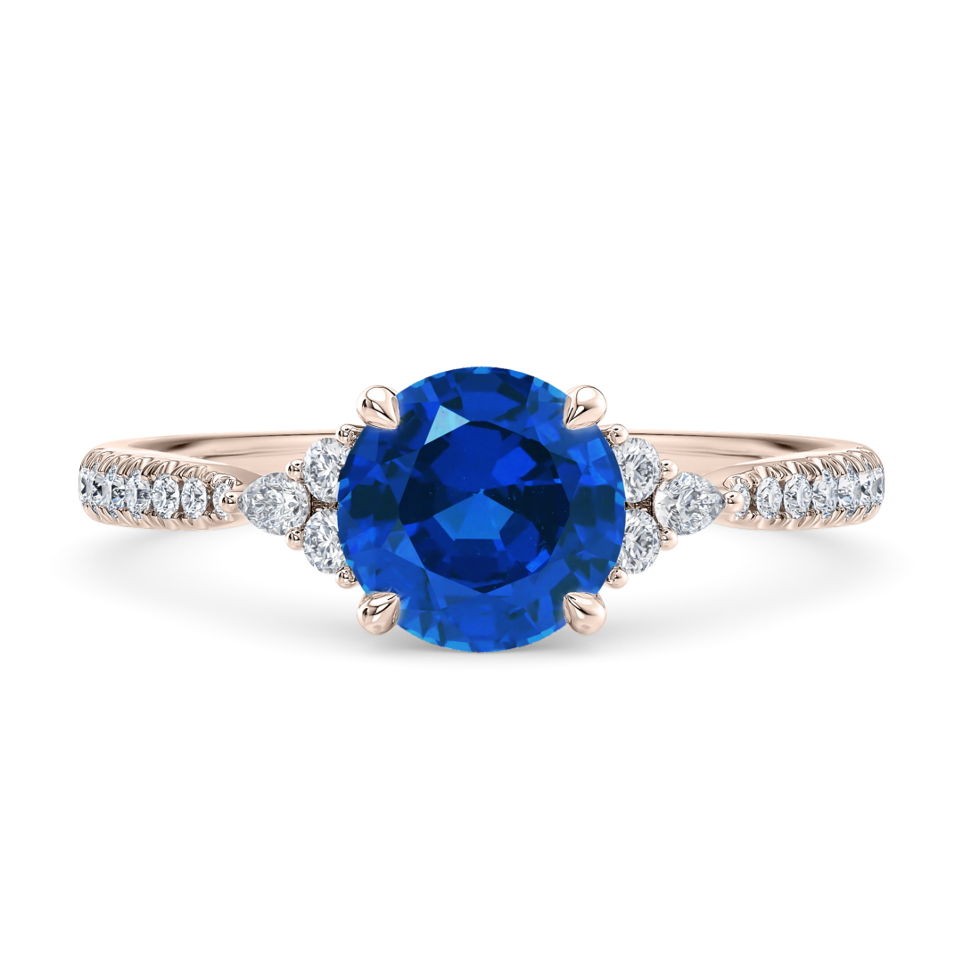 Engagement Ring in Rose Gold (18k) with Round 0.96ct Sapphire