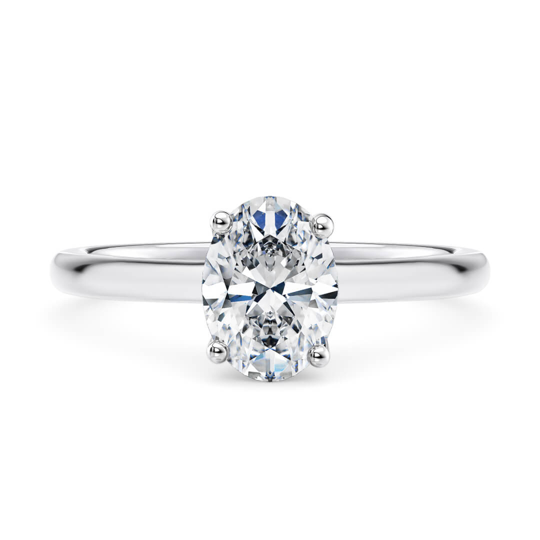 Engagement Ring in White Gold (9k) with Oval 1.50ct K SI1 diamond