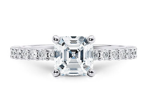 Duchess in Platinum set with a Asscher cut diamond.